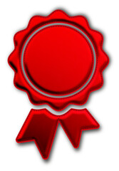 Christmas Red Award Ribbon Icon glossy 3D festive holiday winter decoration shiny badge winner symbol for celebration poster sticker background