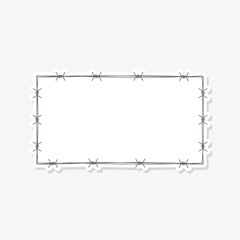 Barbed wire frame rectangle icon sticker isolated on gray background