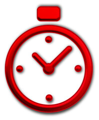 Christmas Red Stopwatch Icon glossy 3D festive holiday winter decoration shiny timer speed symbol for celebration poster sticker background