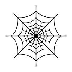 Obraz premium Symmetrical spider web black outline drawing, perfect for crafts, invitations, or educational materials about spiders and arachnids.