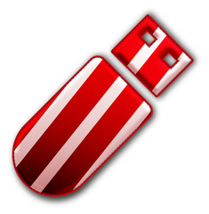 Christmas Red USB Drive Icon glossy 3D festive holiday winter decoration shiny flash storage symbol for celebration poster sticker background