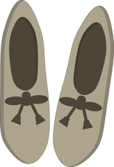 Taupe Ballet Flats with Dark Bow Tassels Illustration