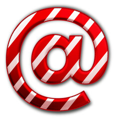 Fototapeta premium Christmas Red At Symbol Icon glossy 3D festive holiday winter decoration shiny email sign for celebration poster sticker background