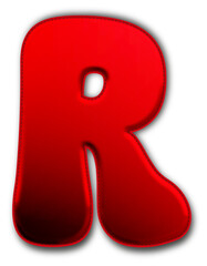 Christmas Red Letter R Icon glossy 3D festive holiday winter decoration shiny alphabet symbol for celebration poster sticker background