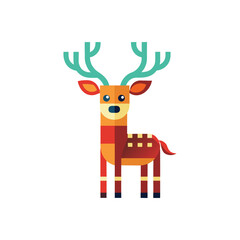 Reindeer Icon | Flat Christmas and Holiday Symbol Design