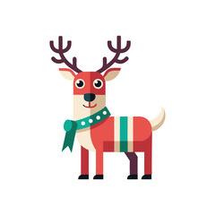 Reindeer Icon | Flat Christmas and Holiday Symbol Design