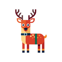 Reindeer Icon | Flat Christmas and Holiday Symbol Design