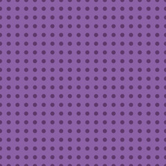 A seamless vector pattern with deep purple polka dots on a soft lilac grid. Ideal for packaging, textile, and creative visuals.