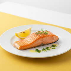 salmon steak with lemon