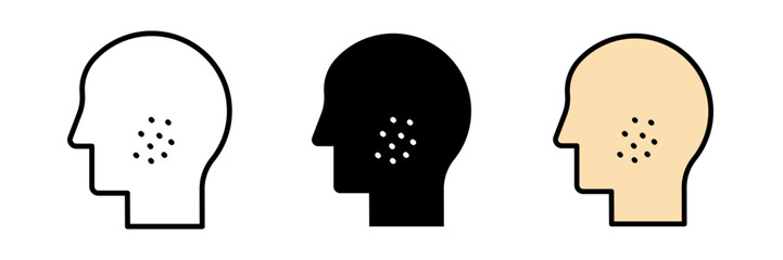 Man acne on face icon vector icon set stroke, filled and colored concept for web design.