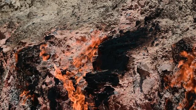 Yanar Dag, or Fire Mountain in Baku, Azerbaijan