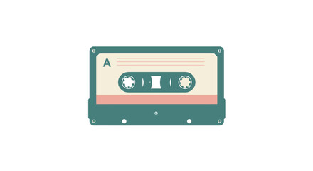 Obraz premium Vintage audio cassette tape illustration, an icon representing analog sound recording and music playback from a bygone era, perfect for retro themes