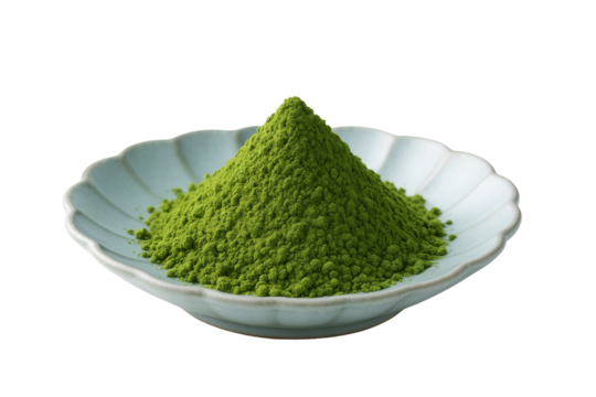 Matcha powder on a plate isolated PNG with Transparent Background