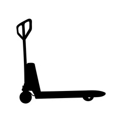 Black Silhouette of a Pallet Jack or Hand Truck on White Background