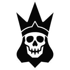 witch skull crown silhouette vector illustration