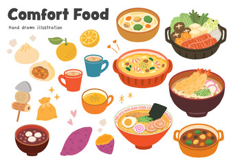 冬に美味しい温かいメニューのイラスト集