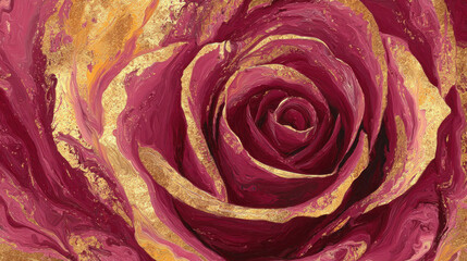 Artistic Burgundy Rose with Gold Abstract Luxury Decorative Wallpaper Illustration