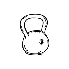 Kettlebell training doodle hand drawn icon sketch vector illustration