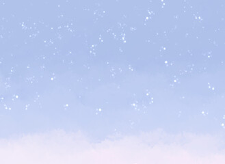 水彩風星空、雪の背景