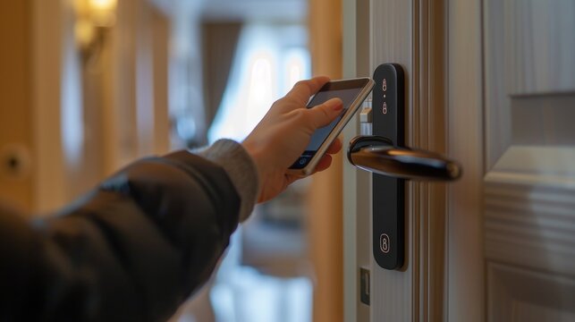 Hand opening door, Smart lock control with mobile phone.
