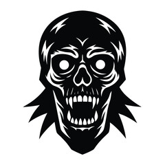 zombie skull silhouette vector illustration