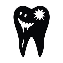 zombie tooth silhouette vector illustration