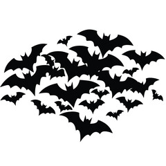 bat swarm silhouette vector illustration