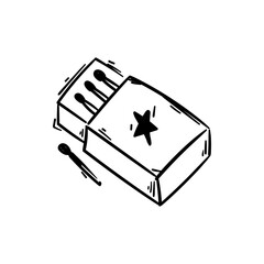 Matches box Doodle hand drawn icon sketch vector illustration