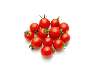 Cherry tomatoes isolated on white background.