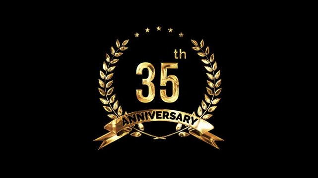 35th Anniversary Celebration. Golden 35 Year Anniversary Animation
