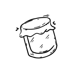 Jar of jam doodle hand drawn icon sketch vector illustration