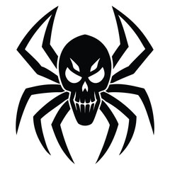 black spider skull silhouette vector illustration