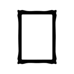 Black artistic rectangle frame with irregular edges and empty white center