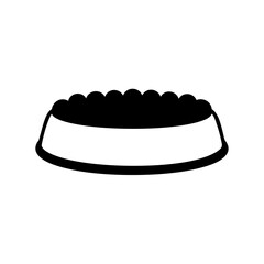 A simple black and white dog bowl with scalloped edge design