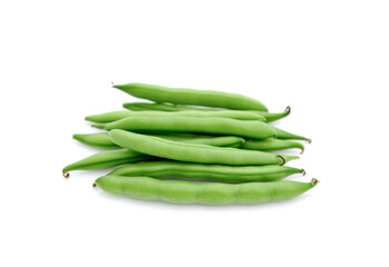 Fresh green beans isolated on white background