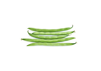 Fresh green beans isolated on white background