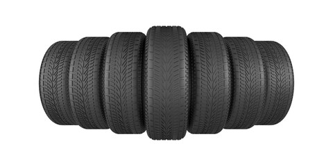 Car tire on white background. Isolated 3D illustration