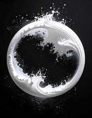 Abstract sphere with dynamic white liquid