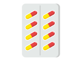 Medicine capsule strip with round tablets for prescription and pharmacy contexts