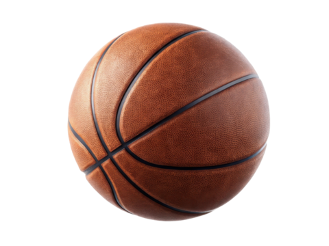 Realistic basketball with textured surface and prominent seams, perfect for sports related designs and illustrations - Powered by Adobe
