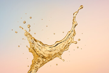 Champagne splash elegance simple composition golden liquid dynamic motion pastel background