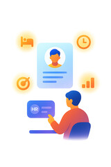 HR workspace simple office serene compose digital profile management productivity