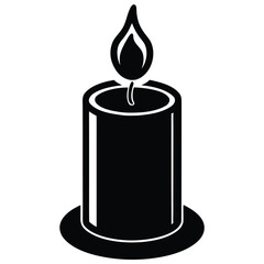 burning candle silhouette vector illustration