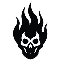burning skull silhouette vector illustration