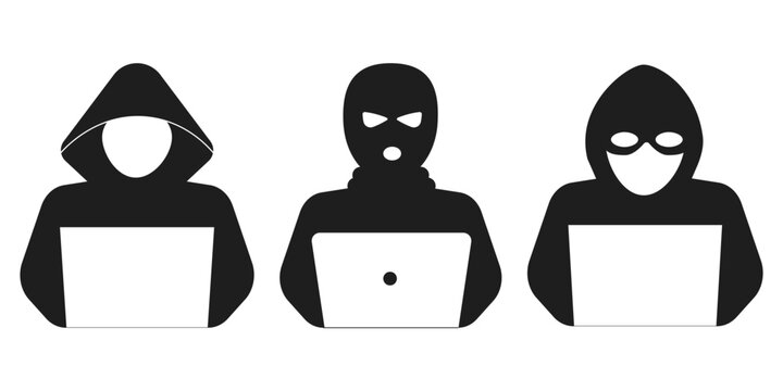 Incognito anonymous character silhouette icon, hacker or scammer with hidden face, villain. Thief, criminal, robber simple sign. 
