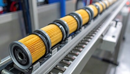 Oil Filters on a Conveyor Belt