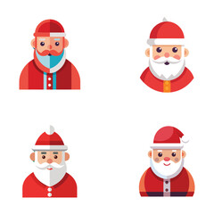 Santa Claus Icon set | Flat Christmas Holiday Symbol Design