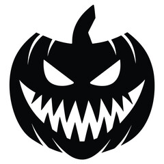 creepy pumpkin jaw silhouette vector illustration