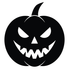 creepy pumpkin silhouette vector illustration