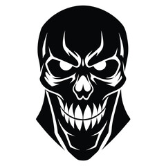 creepy skull head silhouette vector illustration